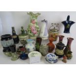 Mixed lot of collector's ceramics, to include whisky flasks, 1847, "Naomi and her daughters in