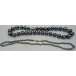 Shell pearl necklace, large 15mm pearls, even size and colour, 20" length and freshwater pearl