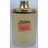 A large Jean Paul Gaultier 'Fragile' display perfume bottle with contents of Eau de Toilette.