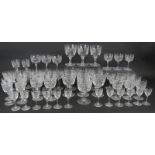 A large suite of Edinburgh crystal E&L drinking glasses including 10 red wine, 10 white wine, 11
