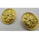 A pair of Ilias Lalaounis 18ct yellow gold clip on earrings, embossed with sunflower decoration,