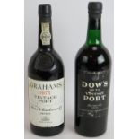 One bottle of Dow's 1970 vintage port and one bottle of Graham's 1975 vintage port. (2). Condition