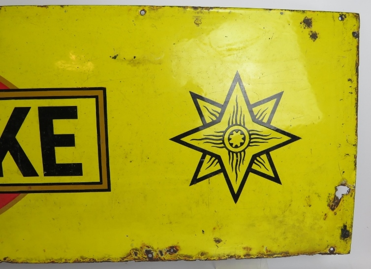 A vintage Will's Gold Flake Cigarettes vitreous enamel sign, 152cm x 38cm. Condition report: Kink at - Image 3 of 6
