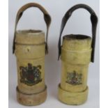 Two antique British naval cordite ammunition buckets, each with King's Crown Royal Coat of Arms,