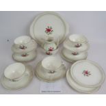 A Royal Doulton "Sweetheart Rose" pattern 21 piece tea set, 6 cups, saucers, side plates, serving