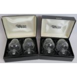 Two pairs of Waterford crystal brandy baloons, Colleen pattern, both in branded boxes. (4).