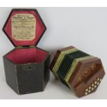 A 19th century Russell's accordion or flutina in original case. c1850s. Condition report: No straps,