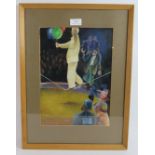 Ingham (20th century) - 'Circus clowns', pastel, signed, 35cm x 25cm, framed. Condition report: No