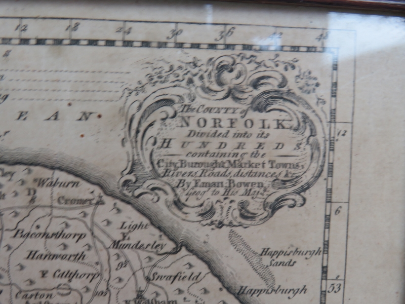 An 18th century map of part of Suffolk by Emanuel Bowen dated 1759 (27cm x 22cm) and an 18th century - Image 3 of 5