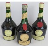 Three bottles of D.O.M. Benedictine, one bottle c1960s 75cl, 43% vol. (3). Condition report: One