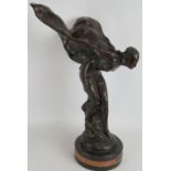 A large vintage bronze figure "Spirit of Ecstacy" Rolls Royce mascot after Charles Robinson Sykes (
