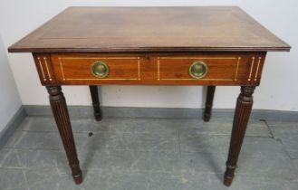 A good 18th century mahogany side table in the manner of Gillows, with reeded edge and inlaid frieze