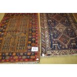 Two early 20th century Persian rugs. 125cm x 83cm in good condition, three diamond pattern, the