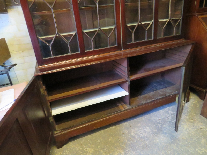 A George III Cuban mahogany tall glazed bookcase, the astral glazed doors opening onto three - Image 3 of 3