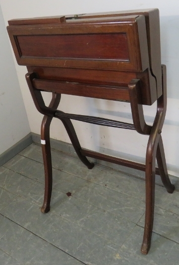 A fine quality 19th century mahogany campaign desk, the fitted interior with folding letter rack, - Image 2 of 6