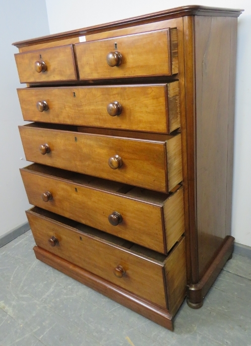 A Victorian mahogany straight front chest of two short over four long graduated drawers with - Image 3 of 3