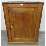 An 18th century provincial elm freestanding cupboard, with fitted shelf, on a plinth base. Condition