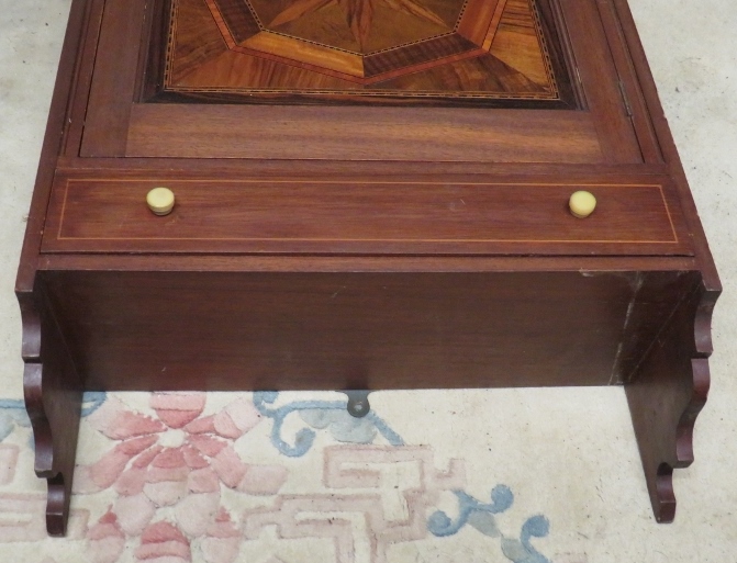 A vintage wall hanging cabinet, the panelled door featuring starburst parquetry inlay with one - Image 5 of 7