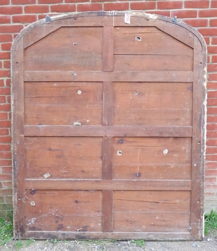 A very large 19th century arched overmantle mirror, retaining the original mercury glass plate, in a - Image 4 of 4