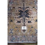 North West Persian Heriz runner, very patterned rug in pale muted colours, good condition. 300cm x