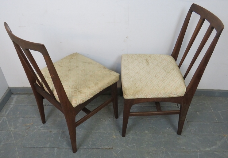 Five mid-century A Younger Volnay dining chairs in afromosia teak, with upholstered seat pads, on - Image 3 of 3