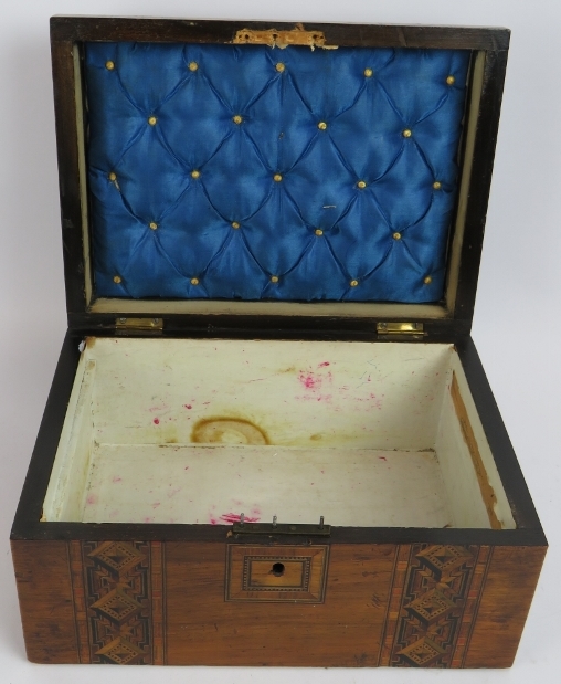 An antique 19th century inlaid work box, a 19th century Sorrento ware glove box, a small Italian - Image 5 of 5