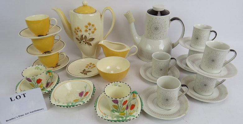 A Burleigh Ware Art Deco, 10 piece part coffee set, a vintage Royal Doulton "Morning Star" pattern 9