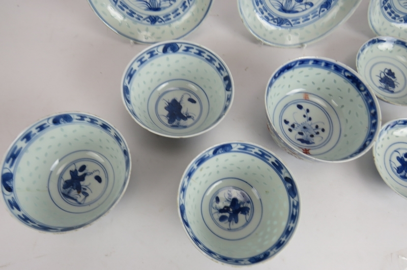 Eleven Chinese porcelain blue and white bowl and dishes, all signed to base. Largest 14.5cm - Image 2 of 4