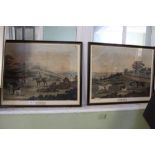 TWO VICTORIAN COLOURED COURSING PRINTS depicting the Epsom Downs, in slender hogarth frames