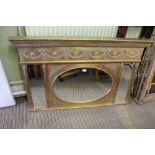 A good quality reproduction Adams design overmantel mirror having central oval bevelled plate,