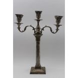 William Davenport, an Edwardian silver candelabra, Corinthian column form, can be a single