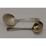 Joseph Rodgers & Sons, an Edwardian silver ladle with shell form bowl, Sheffield 1905, together with