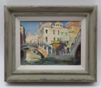 David J. Curtis, R.O.I., R.S.M.A. 'Calla Della Chiesa, Venice', oil painting on board, signed bottom