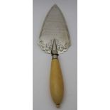 Henry Wilkinson & Co. A Victorian silver bladed presentation trowel with turned ivory handle (
