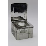 Hardy Brothers, an Art Deco silver mounted glass desk inkwell, with clear glass removable liner,