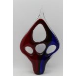 A mid-20th century Italian Art glass sculpture of amorphic form, red & blue colour, 43cm high