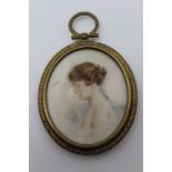 Miniature watercolour of a young Lady, in gilt frame