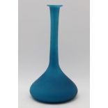 A Murano blue satin glass bottle neck vase in the style of Venini, 25cm high