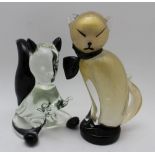 A Murano Art glass squirrel and Cenedese glass seated cat, 20cm high (2)