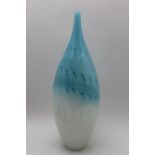 An Italian Murano glass vase, pale blue tapering down to white, speckled decoration, 45cm high