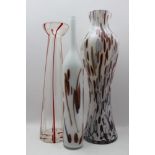 Two Murano art glass vases with splatter decoration on an opaque ground, the tallest 53cm high,