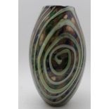 A mid-20th century Murano Art glass vase, pale green swirl decoration over an aventurine speckled