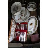 A selection of Evesham oven-to-table wares, together with cased cutlery etc.