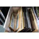 A box containing a selection of pictures prints and frames various