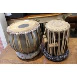 A traditional pair of tabla on stands
