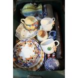 A box containing a selection of domestic pottery and porcelain