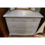 A grey painted Stag bedroom three drawer chest