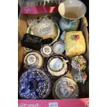 A box containing a selection of domestic pottery, china and glassware various