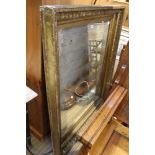 A probable Georgian pine and gilt gesso beaded frame, containing a distressed period plain plate
