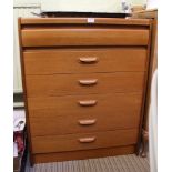 A retro design teak finished chest of six drawers by William Lawrence of Nottingham